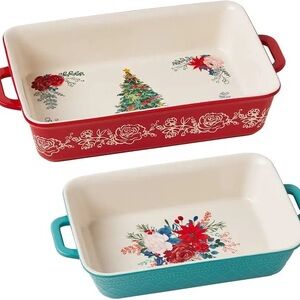 The Pioneer Woman Red and Teal Floral Baking Dish Set
